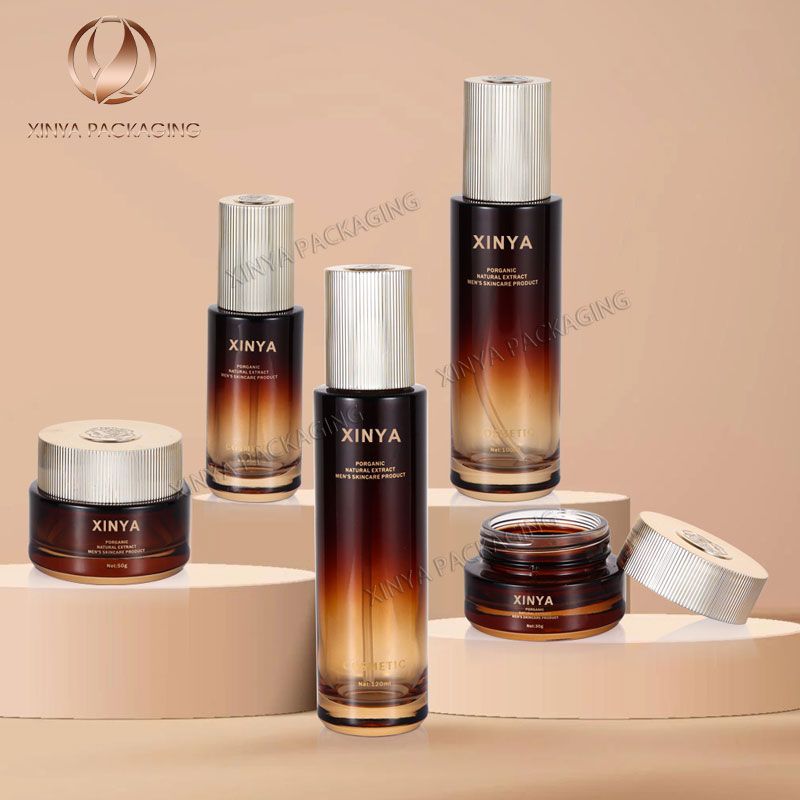 skincare set cosmetic packaging glass bottles cream jars foundation lotion toner bottles in set