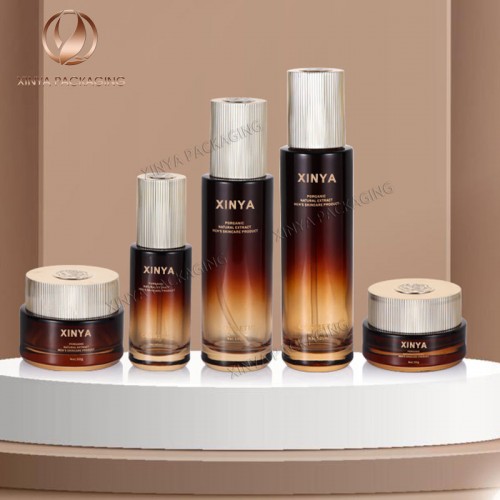 skincare set cosmetic packaging glass bottles cream jars foundation lotion toner bottles in set