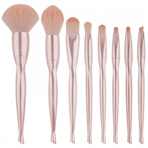 Shiny Pink 8pcs Makeup Brush Set