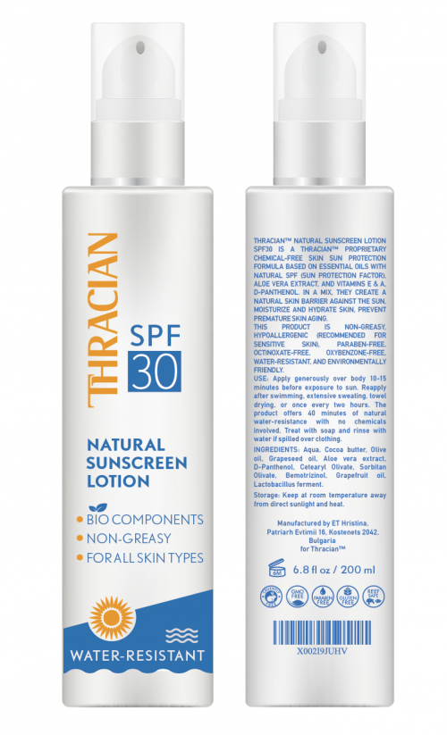 Thracian Natural (Bio Ingredients) Sunscreen Lotion SPF30