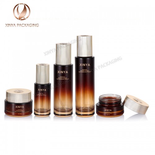 skincare set cosmetic packaging glass bottles cream jars foundation lotion toner bottles in set