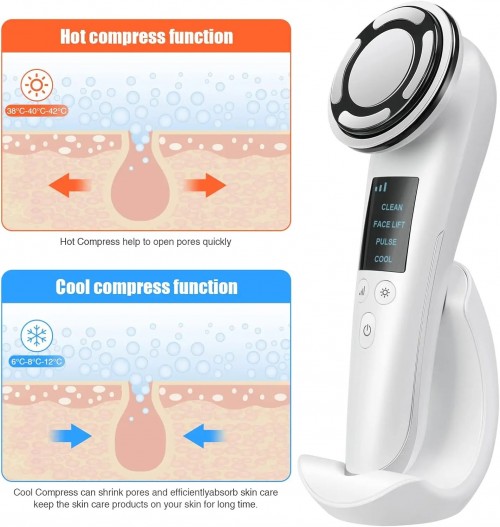 8in1 Face Massager Skin Care Beauty Device Multi Anti-Wrinkle High-Frequency EMS Facial Lifting Toning with Red & Blue Light Therapy