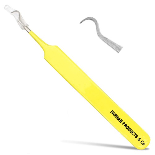 Professional Blackhead Tweezer Curved Steel Tip Surgical Comedone & Splinter Extractor By Rapid Vitality (Yellow)
