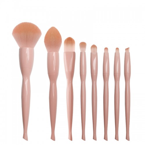 Shiny Pink 8pcs Makeup Brush Set