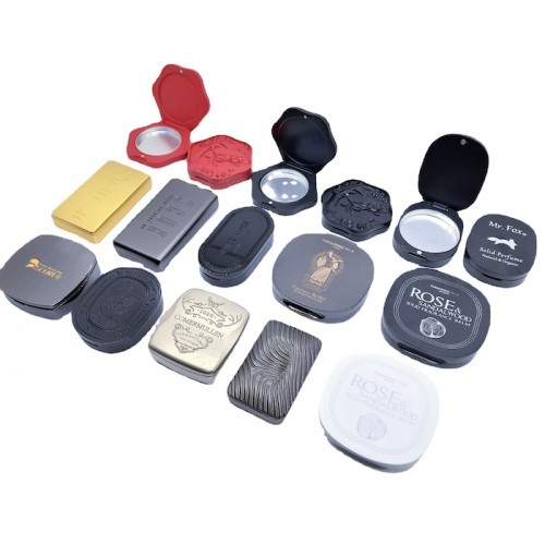 Modern Fashion Luxury Custom Pocket Metal Zinc Alloy Solid Perfume Balm Box Cosmetic Jar Makeup Case