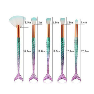 10pcs Face Eyeliner Eyebrow Blushes Lip Blending Mermaid Makeup EyeShadow Brush Set