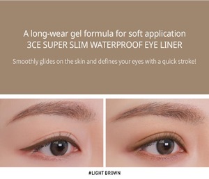 3CE Super Slim Waterproof Eye Liner #BURNT WOOD - Waterproof Eyeliner Pencil Long Lasting Korean Cosmetics