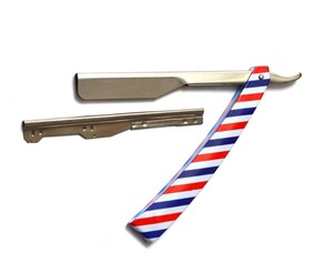 Barber Pole Paper Coated Straight Razor with changeable blade