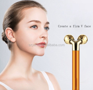 Beauty Portable Electrical Vibration Personal Care 3d Gold Facial Massager Roller Promote Blood Circulation