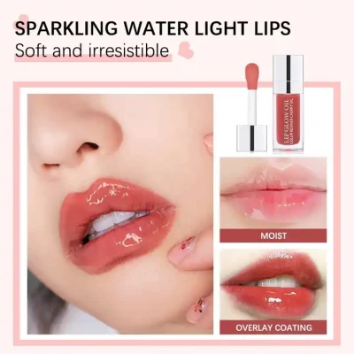 Custom Logo Crystal Jelly Moisturizing Lip Gloss Makeup Plump Lip Glow Oil
