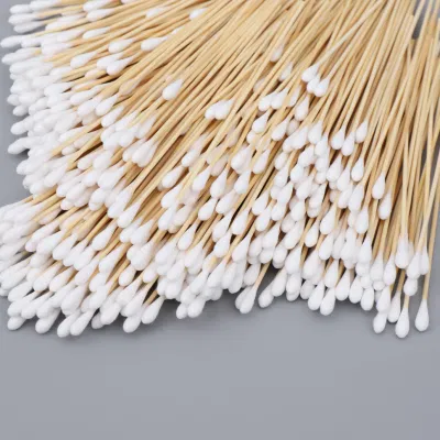 Custom Logo Organic Biodegradable Wooden Sticks Medical Cotton Buds Swabs