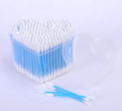 Disposable Round Head Pointed Head Cotton Swab Plastic Cotton Buds in Heart-Shaped PP Box