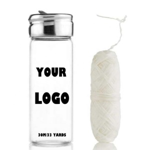 ECO- friendly vegan black and white  colour Biodegradable Corn Fiber Dental Floss In Zero Waste Glass Bottle
