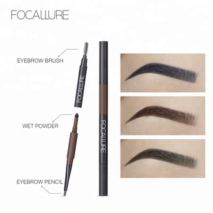 FOCALLURE New Arrivals 3-in-1 Waterproof Durable Flexible Eye-brow Pen Cosmetics Eyebrow Pencil With 4 Colors