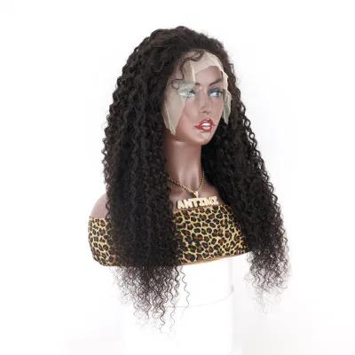 Hot Sale Factory Wholesale Brazilian Virgin Human Hair Natural Color Jerry Curl 13X4 Transparent HD Lace Front Wigs for Black Women