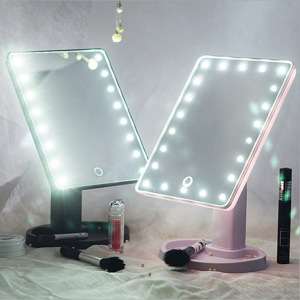 LED Touch Screen Makeup Mirror Lighted Beauty Vanity Mirror with 16/22 LED Lights Adjustable Countertop Mirror