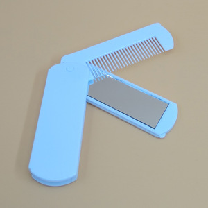 plastic hotel travel folding hair comb with mirror