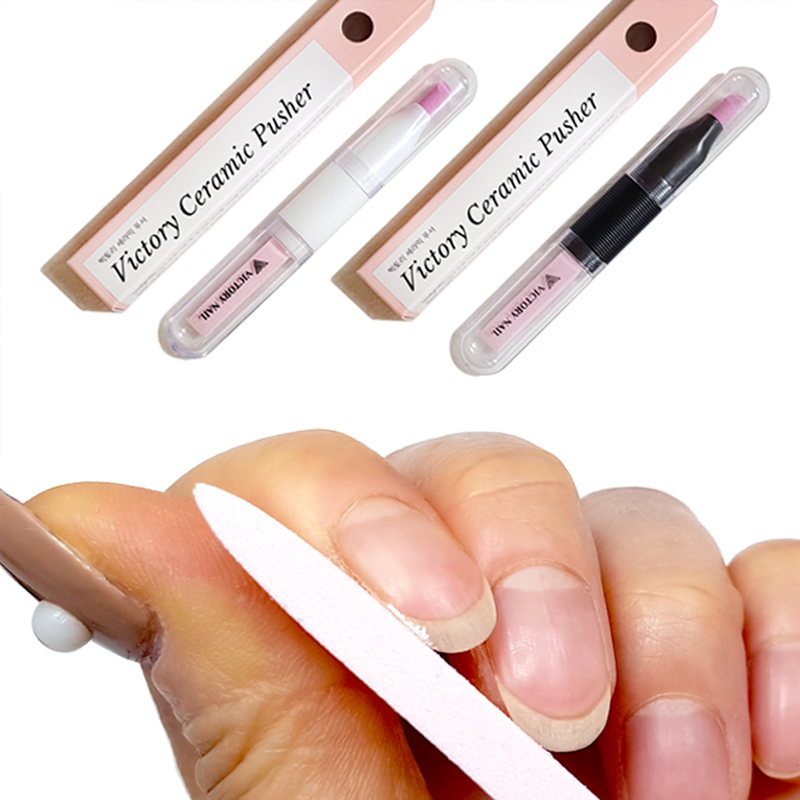 Victory Ceramic Stone Two-Way Nail Pusher &amp; File(1ea) White /Black