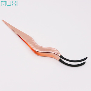 Wholesale Rose Gold Stainless Steel Eyelash Curler and Lash Applicator Tweezer Set