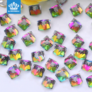 wholesale various colors 4mm&6mm&8mm&10mm cube glass stone beads for nail art