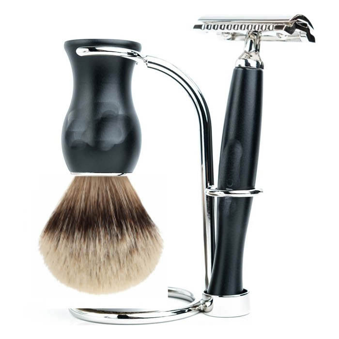 Wood Handle Pure badger hair Brush and Safety Razor shaving set