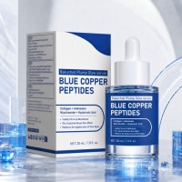 High Quality Blue Copper Peptides Bakuchiol Plump Glow Face Firming Serum 30mL Collagen Adenosine Niacinamide Hyaluronic Acid