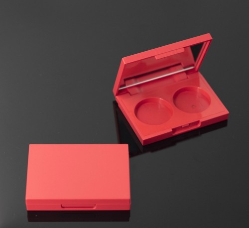 Multipurpose 2-Color Empty Eyeshadow Palette Red ABS Compact Case Makeup Mirror Packaging Box