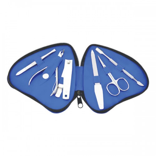 6-Piece Manicure Set with Leather Pouch - Stainless Steel Tools