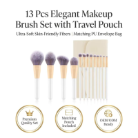 Wholesale Private Label 13 Pcs Cosmetic Brush Set Custom Logo Soft Synthetic Foundation Eye Makeup Brush Set with Travel Bag