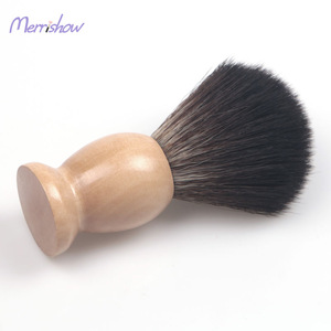 Custom Logo Travel Portable Black Hair 20 mm Wooden Facial Barber Shaving Razor Brushes Beard Brush