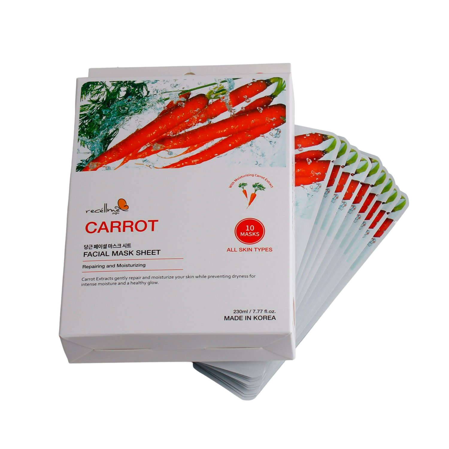 Face Sheet Mask (Carrot) for Moisturizing, Soothing, Brightening