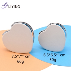 Free sample heart square round folding compact mirror pocket custom logo portable travel makeup mirror
