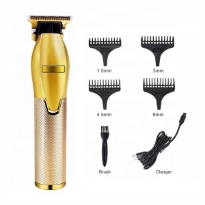 Golden Barber Hair Clippers Electric Hair Trimmer T-Blade Outliner Cordless Trimmers PRO Gold Barber Hair Trimmer Clippers