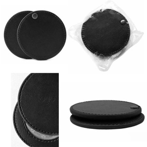 Hand Mini Size Black PU leather Makeup Mirror Wholesale Cosmetic Pocket Mirror