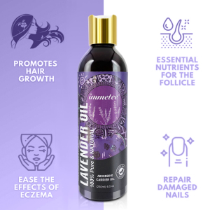 Jamaican Castor Oil Lavender Natural Aromatherapy Massage Oil | for Hair and Skin - 6.5oz / 230ml Essential Massage Oil