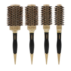 New Style Gold Salon Nylon Hairdresser Hair Beauty Styling Mix Boar Bristle Roller Brush Round Nylon Ceramic Hair Brush
