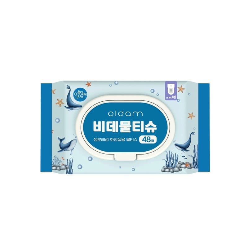 Oldam Flushable Bidet Wet Wipes Whale Edition