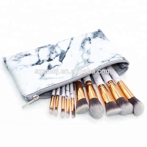 Private label White Black marble makeup brushes 10 /11/ 12/ 15 pcs marble makeup brush collection set kabuki makeup brush set