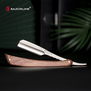 RAZORLINE H15WY Brown Professional Fancy Wooden Handle Face Shaving Razor