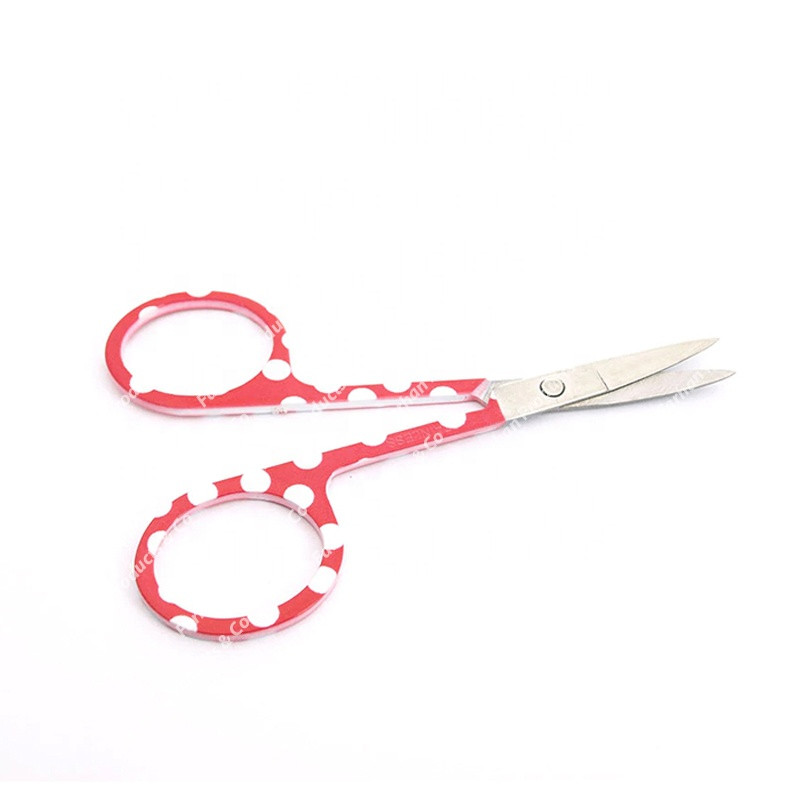 Red Nail Scissor Manicure For Nails Eyebrow Nose Eyelash Cuticle Scissors Curved Makeup Tools