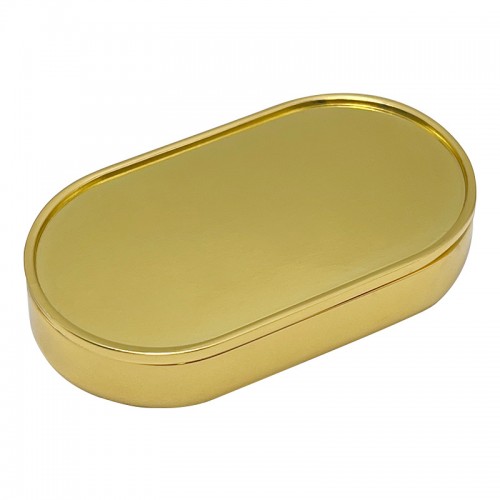 DIY Luxury Gold Color Metal Zinc Alloy Rotating Sliding Opening Oval Shaped Scented Balm Jar