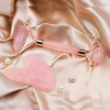 Rose Pink Crystal Quartz Jade roller & Guasha Massage kit for facial skin oil