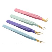 Set of 4 Diamond Grip Eyelash Extensions Tweezers Japanese Stainless Steel Lash Tweezer (Combination) BY FARHAN PRODUCTS & Co