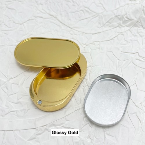 DIY Luxury Gold Color Metal Zinc Alloy Rotating Sliding Opening Oval Shaped Scented Balm Jar