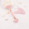 Rose Pink Crystal Quartz Jade roller & Guasha Massage kit for facial skin oil