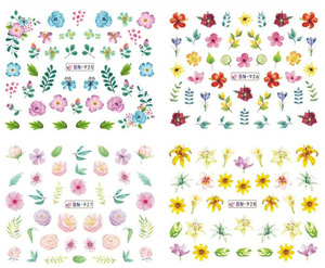 1 Big Sheet Water Sticker Nail Art Daisy Sakura Lavender Floral Dry Flower Decal Transfer Tattoo Charm Tips