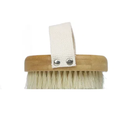 100% Natural Bamboo Wood Round Bamboo Bath Brush with Boar Bristle Skin Scrub Exfoliating Scrubber for Wet and Dry Use
