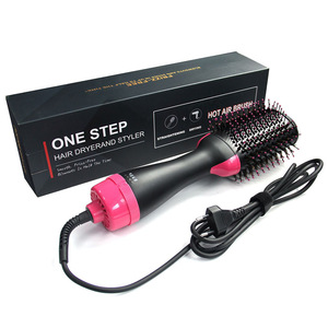 2-in-1 One Step Hair Dryer & Volumizer Negative Ion Straightening Brush Salon Hot Air Paddle Styling Hair Dryer Rotating Brush