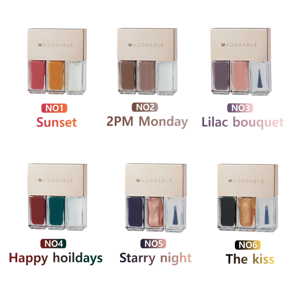 ADORABLE(A2) Non-toxic Peel-off Nail Polish Set, Halal&amp;Vegan