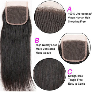  10A Grade Peruvian Hair Extension With Lace Closure Manufacture Silky Straight Natural Color Virgin Hair Bundle Closure